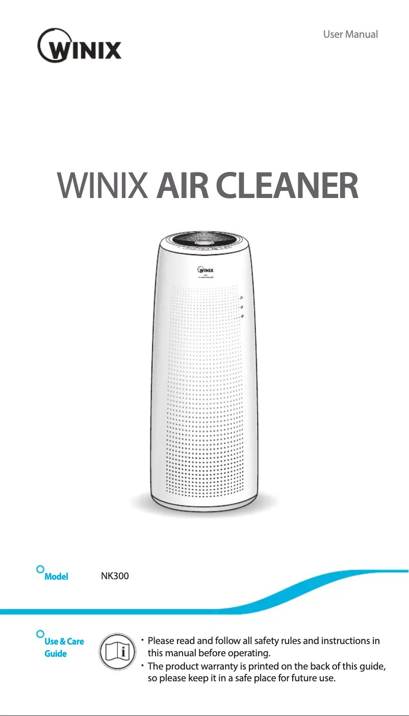 Page 1 de la notice Manuel utilisateur Winix NK300