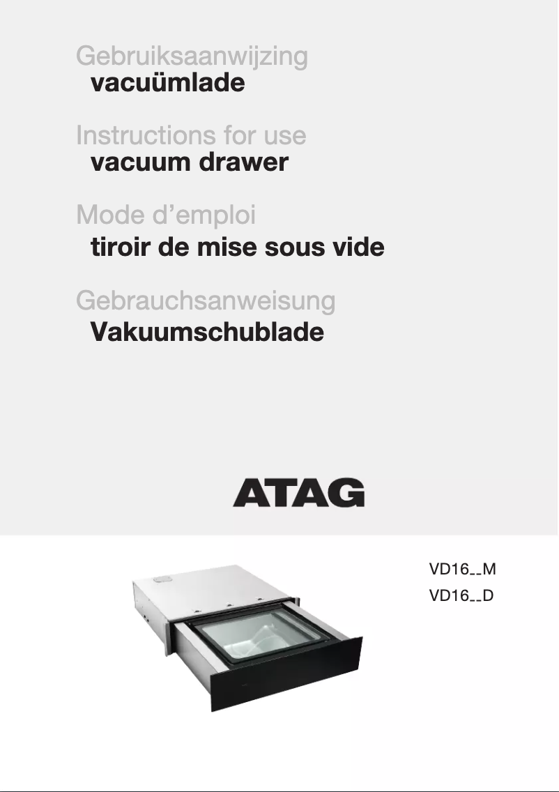 Page 1 de la notice Manuel utilisateur Atag VD1685M