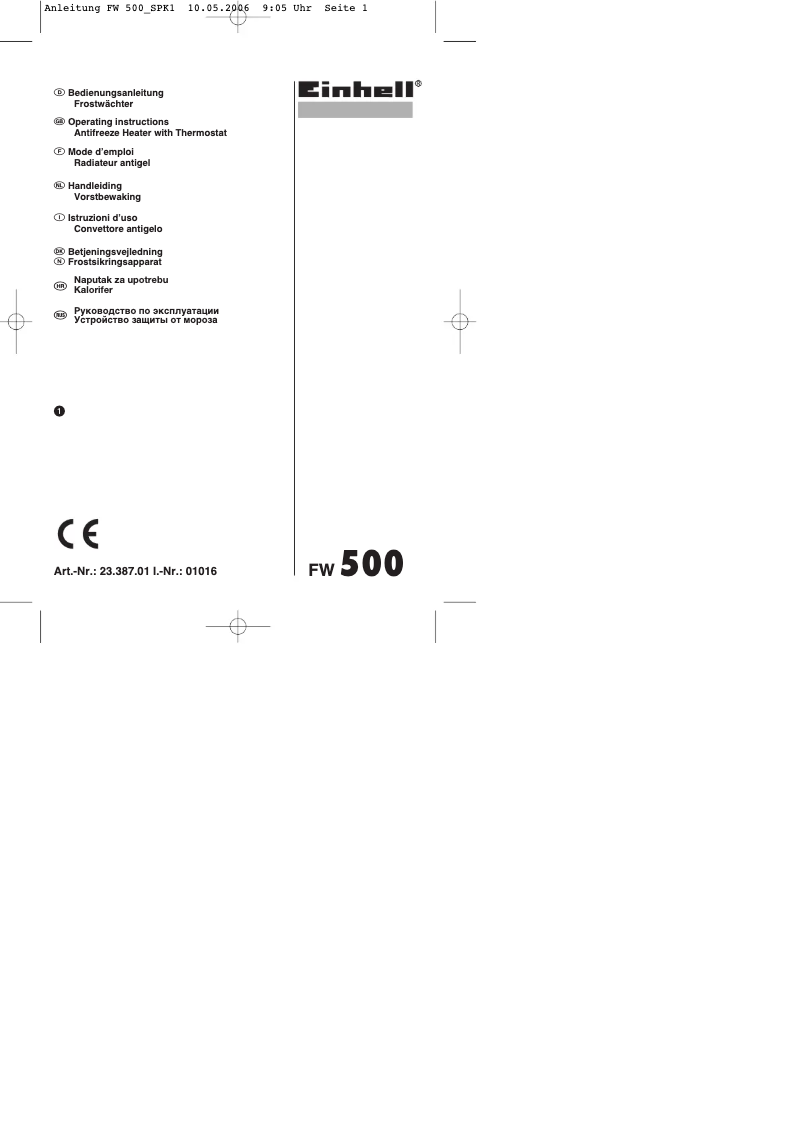 Page 1 de la notice Mode d'emploi Einhell FW 500