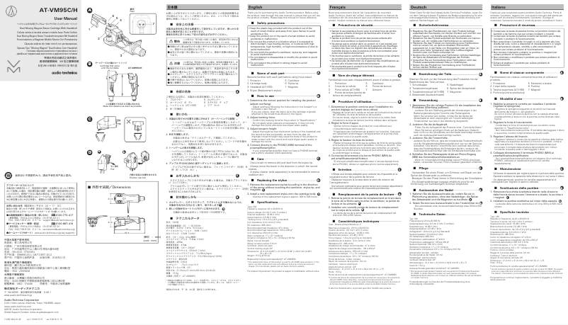Page 1 of the manual User Manual Audio-Technica AT-VM95C/H