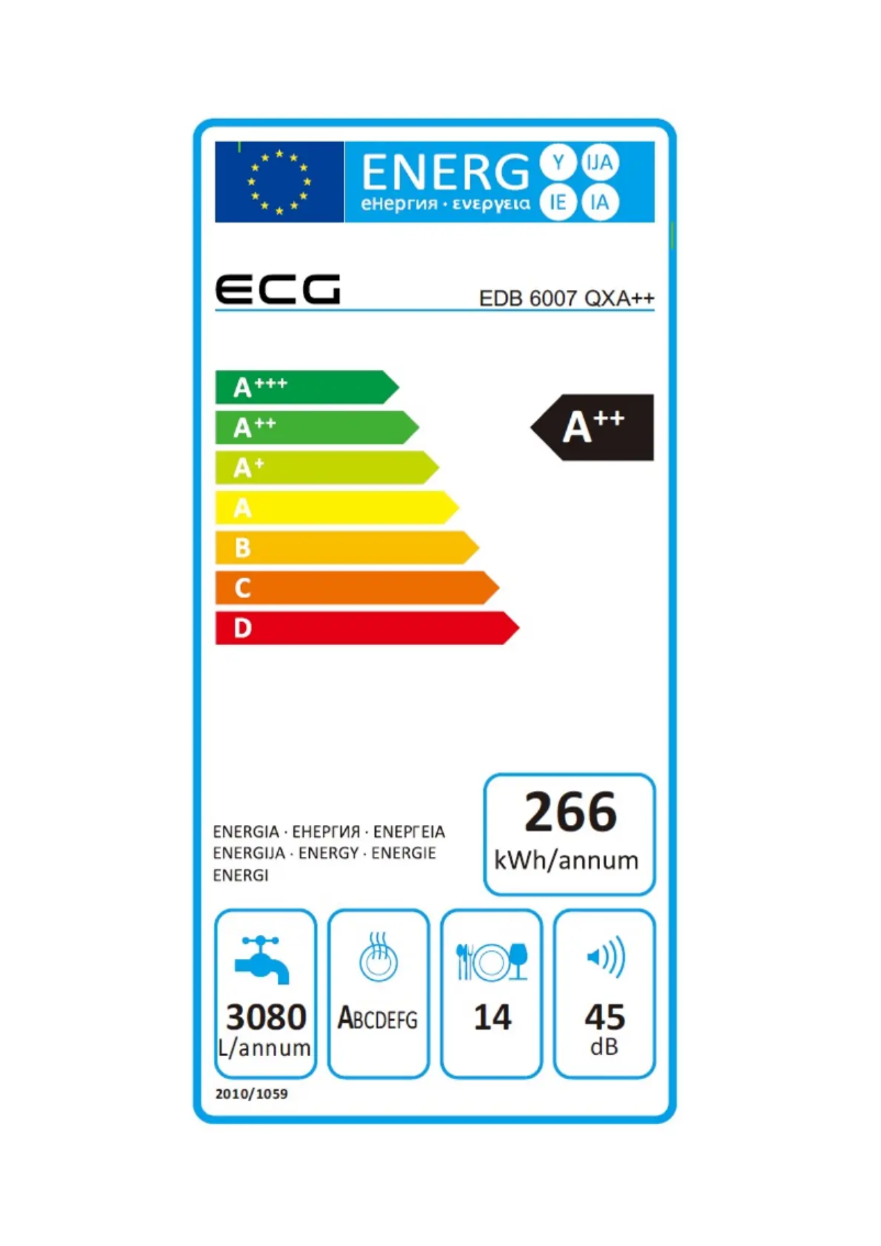 Page 1 de la notice Label énergétique ECG EDB 6007 QXA++
