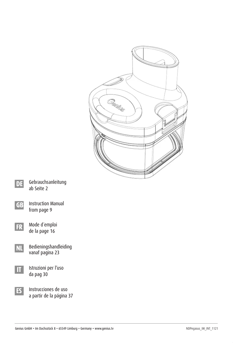 Image de la première page du manuel de l'appareil Nicer Dicer Pegasus