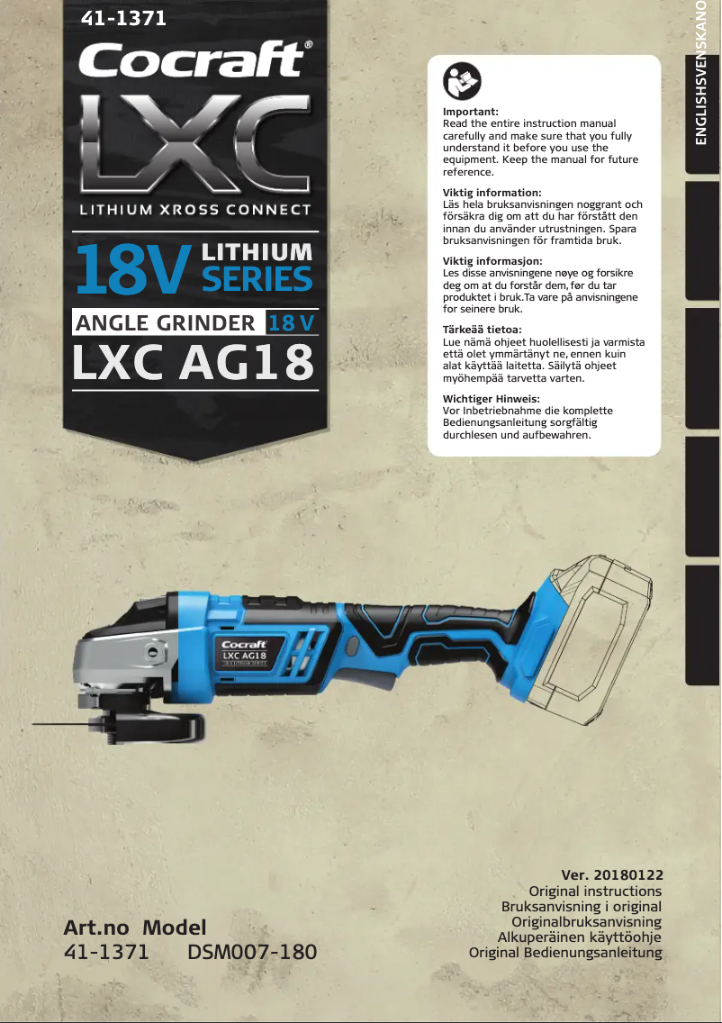 Image de la première page du manuel de l'appareil LXC AG18