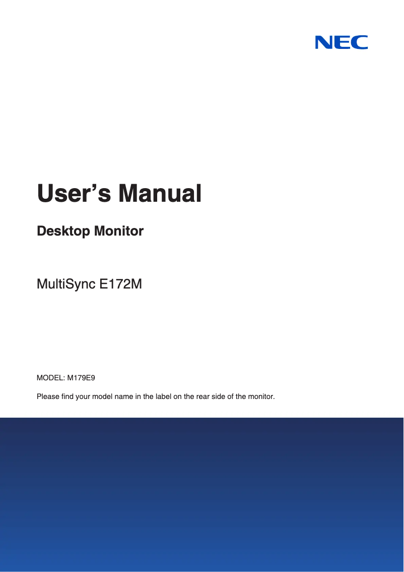 Page 1 de la notice Manuel utilisateur Sharp MultiSync E172M