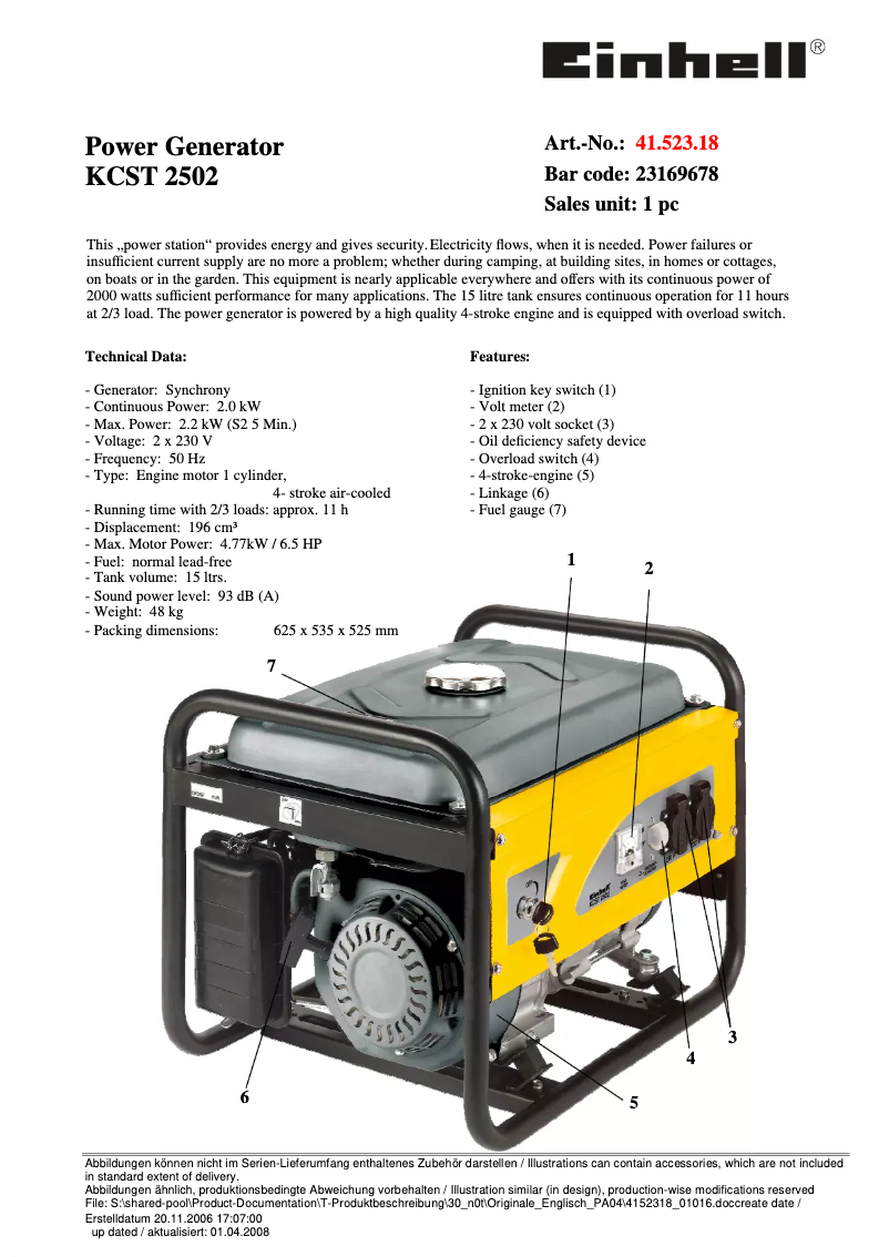 Page n°1 - Manuel utilisateur Einhell KCST 2502