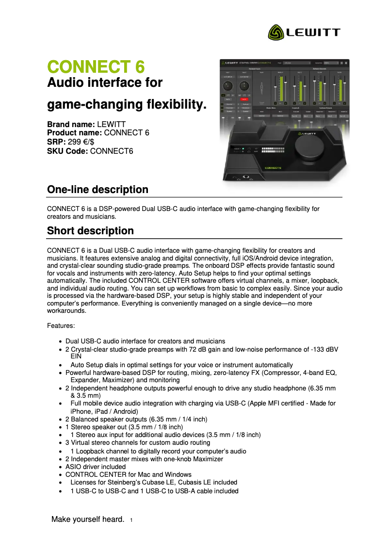 Page n°1 - Manuel utilisateur Lewitt CONNECT 6