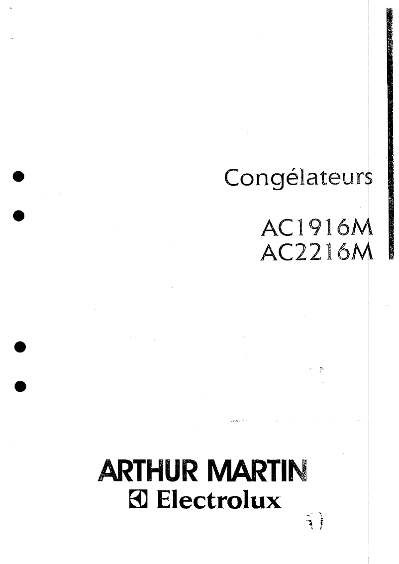 Page n°1 - Manuel utilisateur Arthur Martin-Electrolux AC 2216 M