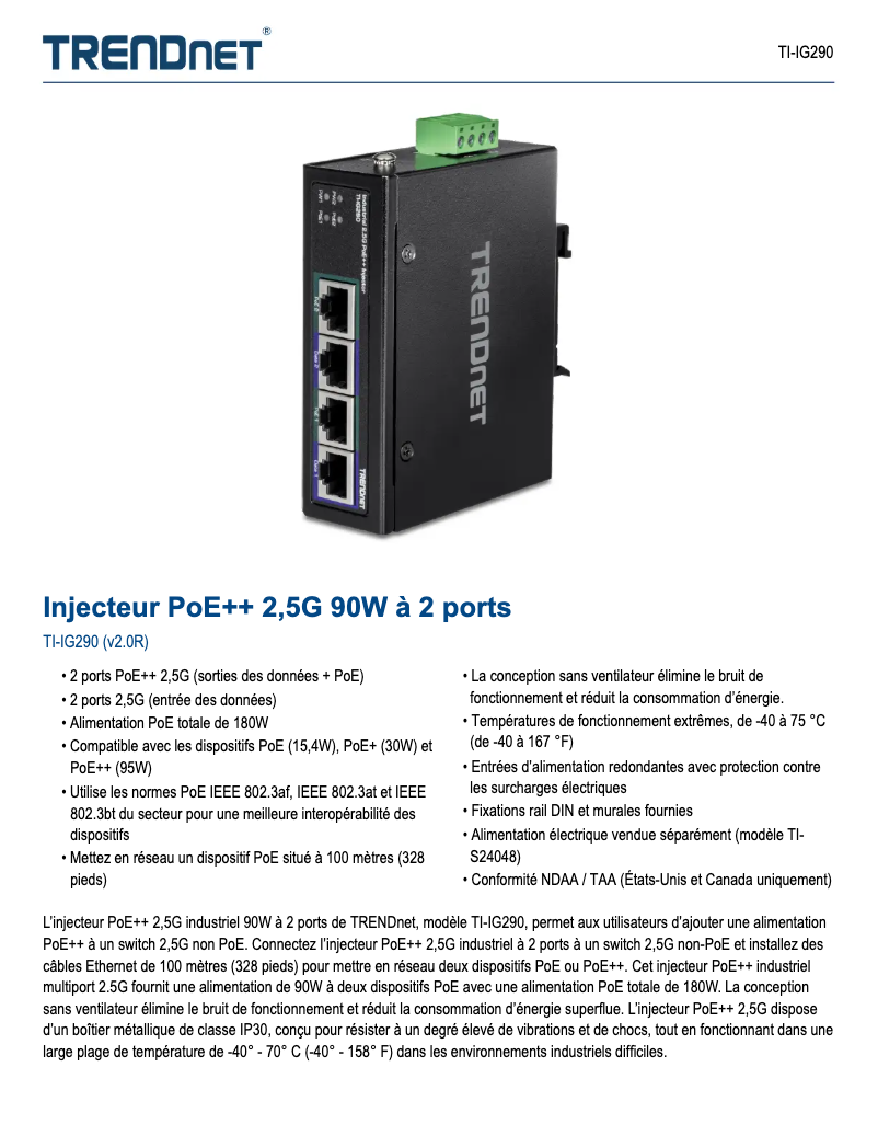Page n°1 - Manuel utilisateur TRENDnet TI-IG290