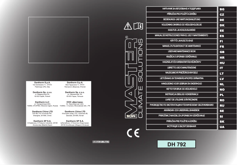 Page n°1 - Manuel utilisateur Master DH 792