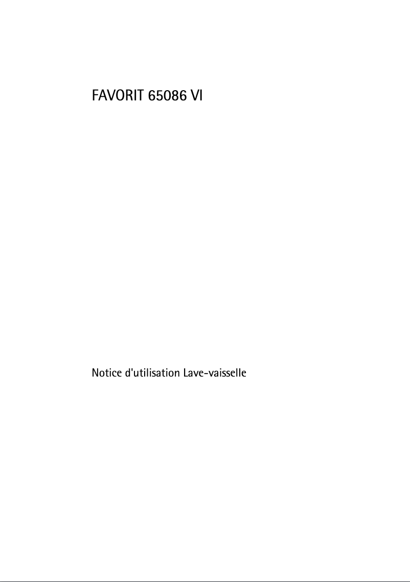 Page n°1 - Manuel utilisateur AEG F65086VI