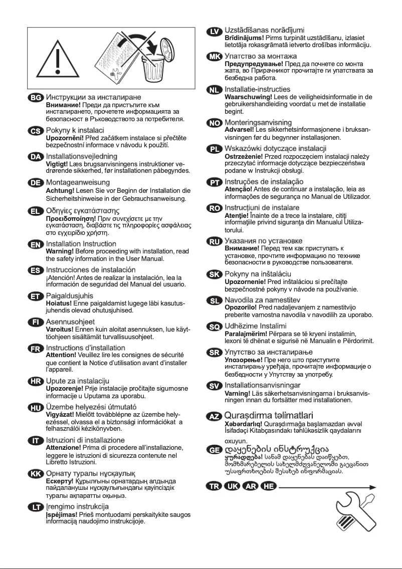 Page 1 de la notice Guide d'installation Electrolux EW6S3624CN