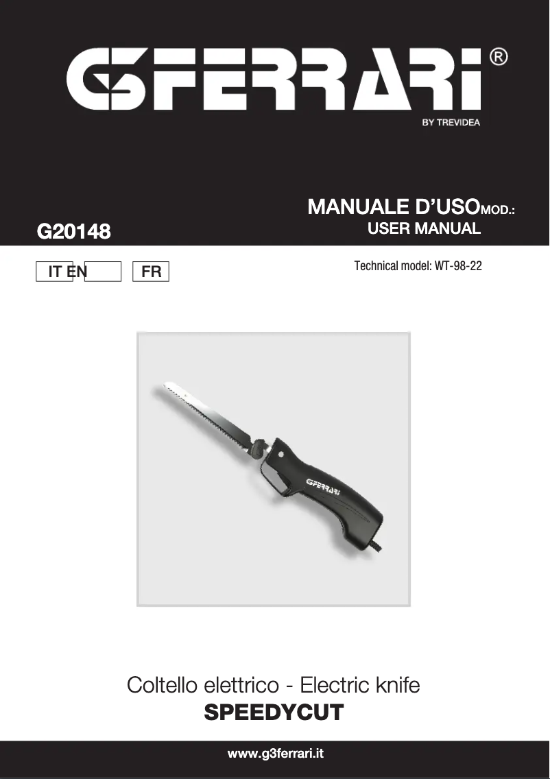 Page n°1 - Manuel utilisateur G3 Ferrari SpeedyCut G20148