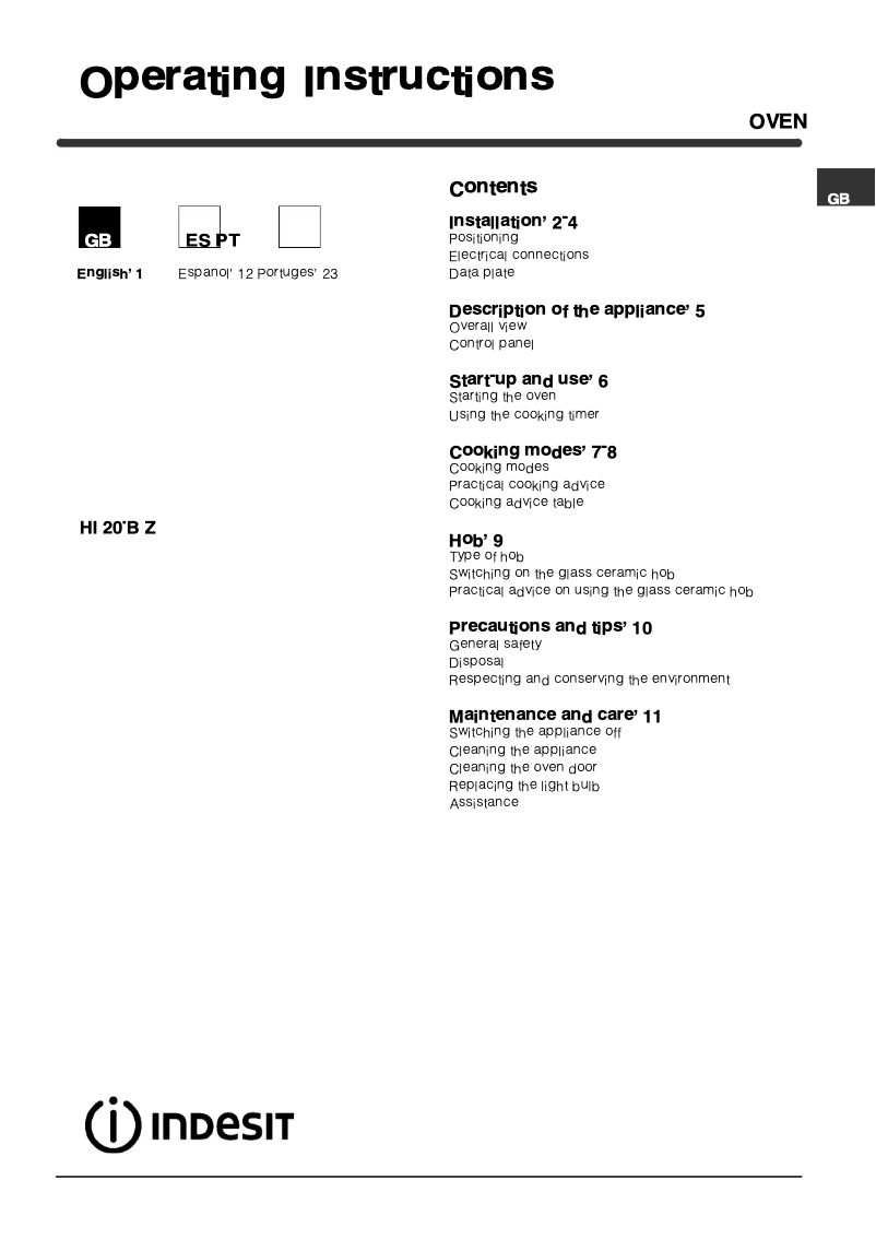 Image de la première page du manuel de l'appareil HI 20.B (IX) Z