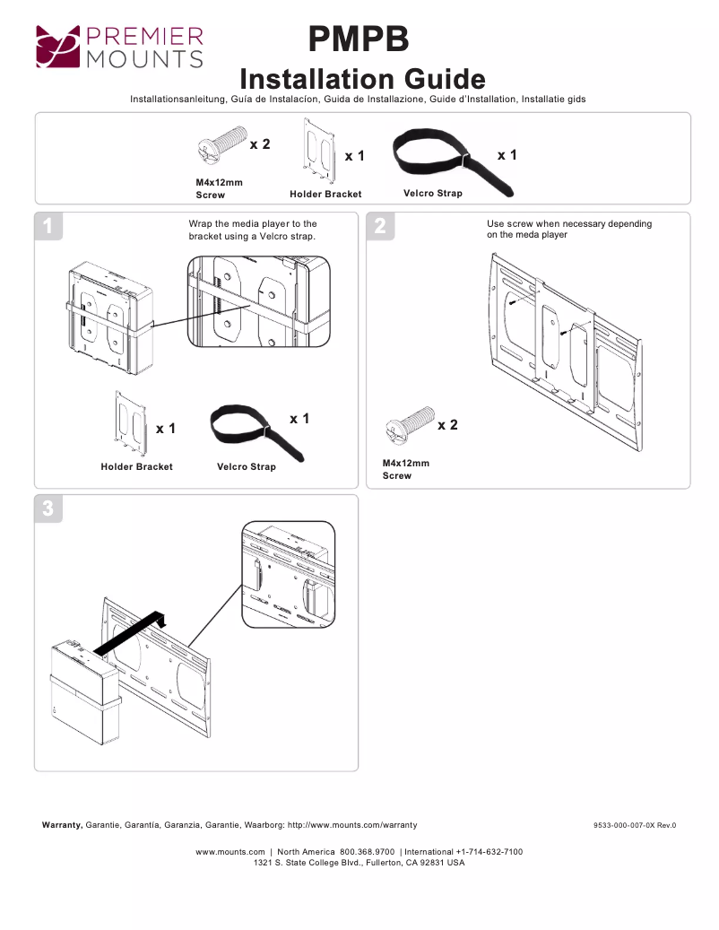 Page n°1 - Manuel utilisateur Premier Mounts PMPB