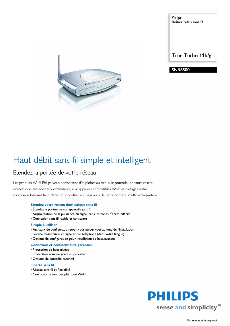 Page n°1 - Fiche technique Philips SNR6500