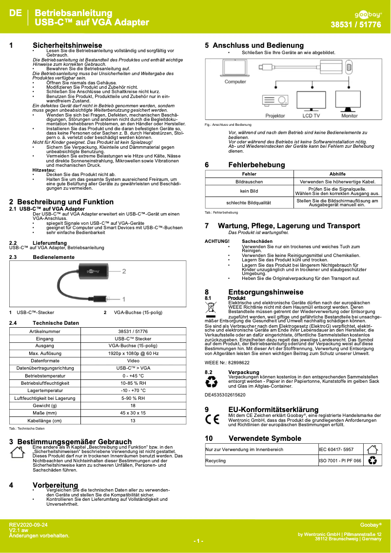 Page 1 de la notice Manuel utilisateur Goobay 51776