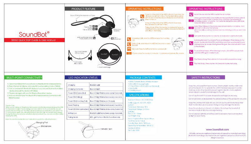 Image de la première page du manuel de l'appareil SB552