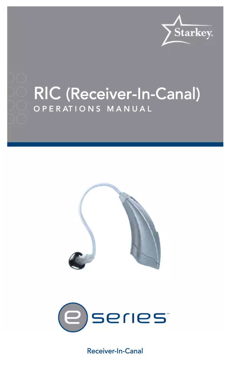 Page 1 de la notice Manuel utilisateur Starkey E Series RIC
