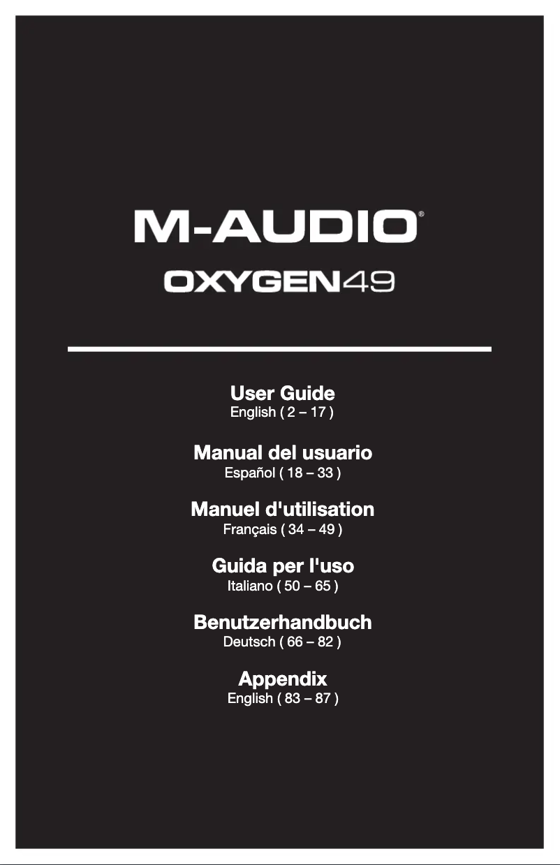 Page 1 de la notice Manuel utilisateur M-Audio Oxygen 49