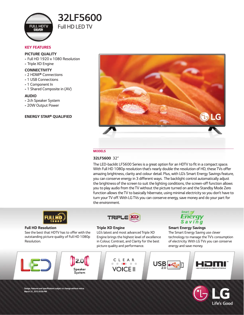 Imagen de la primera página del manual del dispositivo 32LF5600