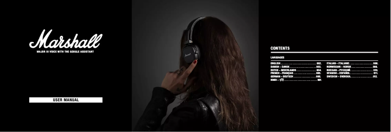 Page 1 de la notice Manuel utilisateur Marshall Major III Voice