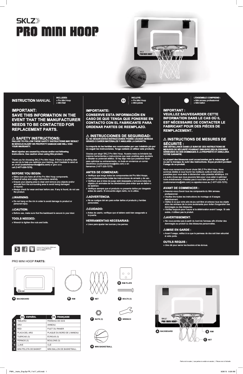 Page 1 de la notice Manuel utilisateur SKLZ HP01-000-02