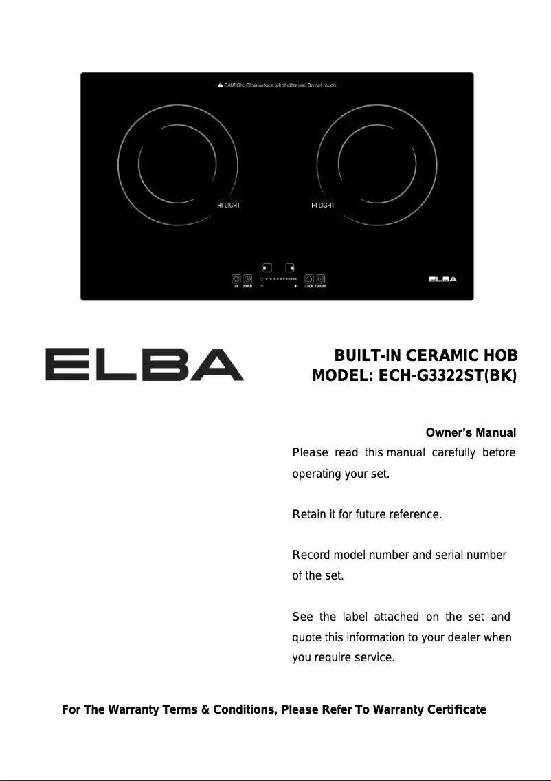 Image de la première page du manuel de l'appareil ECH-G3322ST(BK)