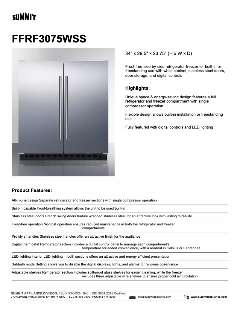 Image de la première page du manuel de l'appareil FFRF3075W