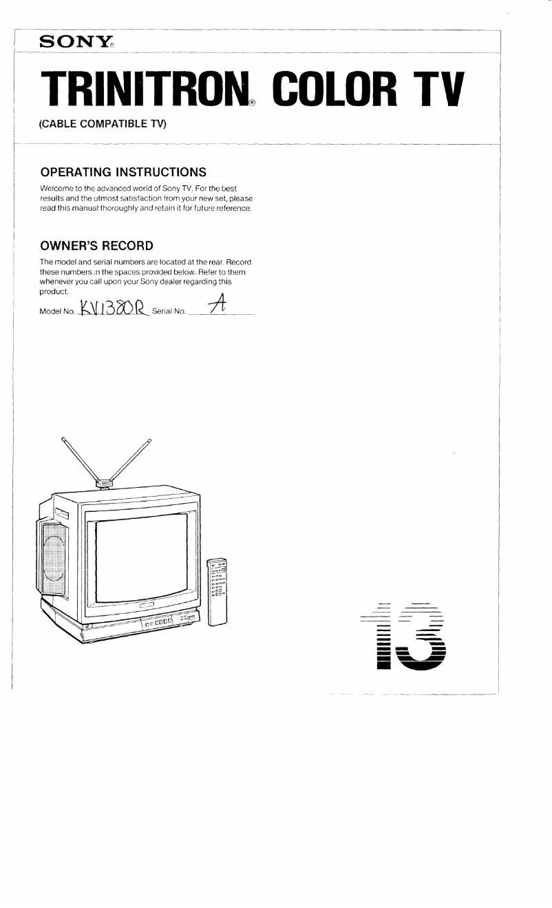 Page 1 de la notice Manuel utilisateur Sony KV-1380R