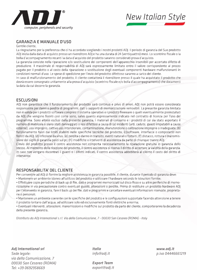 Page 1 de la notice Manuel utilisateur Adj MW21