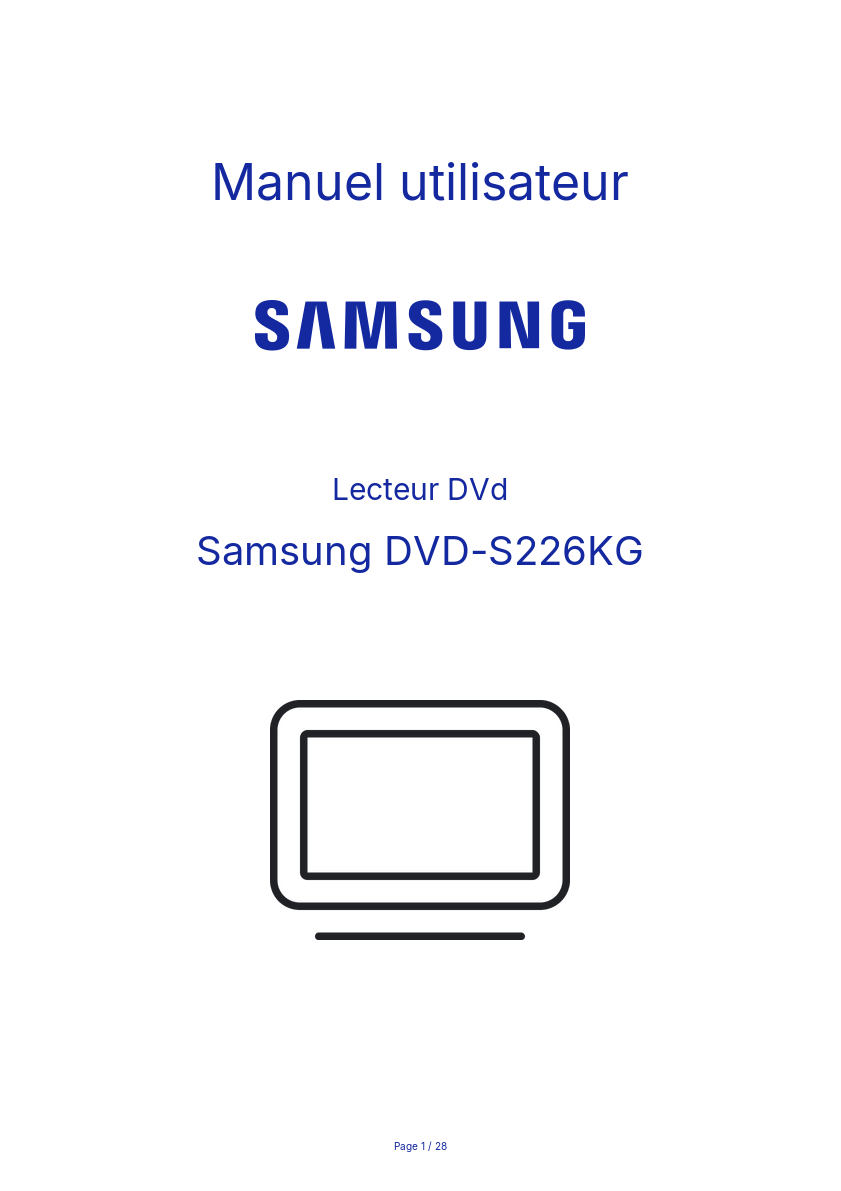 Page n°1 - Manuel utilisateur Samsung DVD-S226KG
