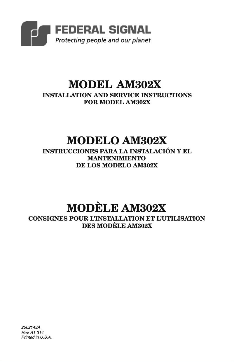 Página 1 del manual Manual de usuario Federal Signal AudioMaster AM302X