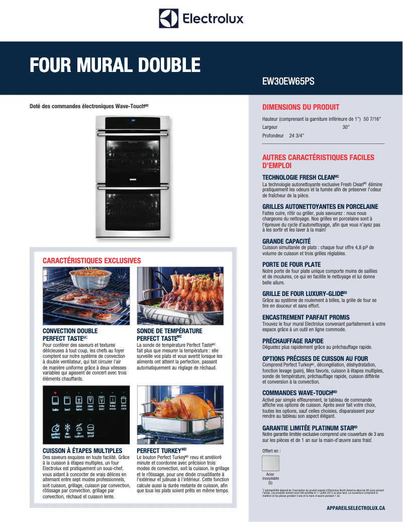Page 1 de la notice Fiche technique Electrolux EW30EW65PS