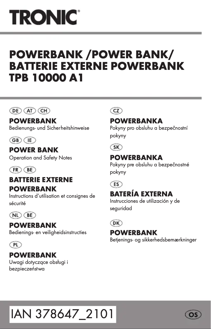 Page n°1 - Manuel utilisateur Tronic TPB 10000 A1