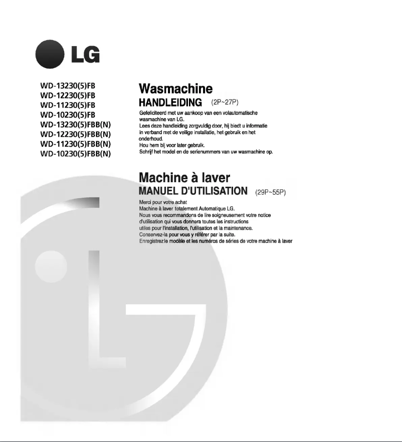 Page n°1 - Manuel utilisateur LG WD-11230FB