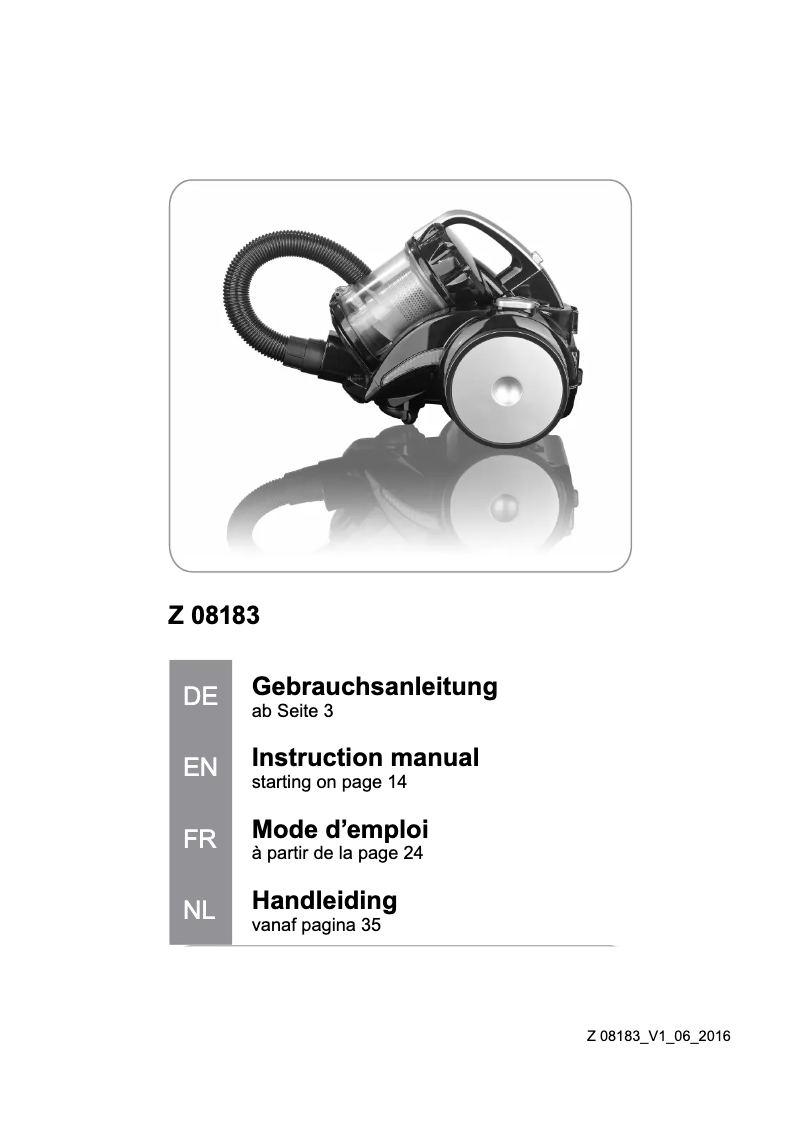 Página 1 del manual Manual de usuario Cleanmaxx Z 08183