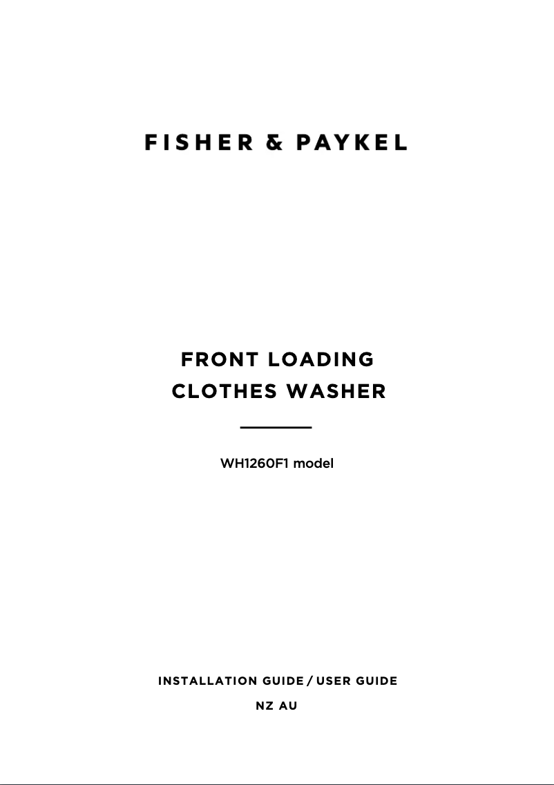 Page 1 de la notice Instructions / montage Fisher & Paykel WH1260F1