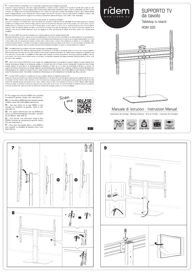 Page n°1 - Manuel utilisateur Ridem RDM S25