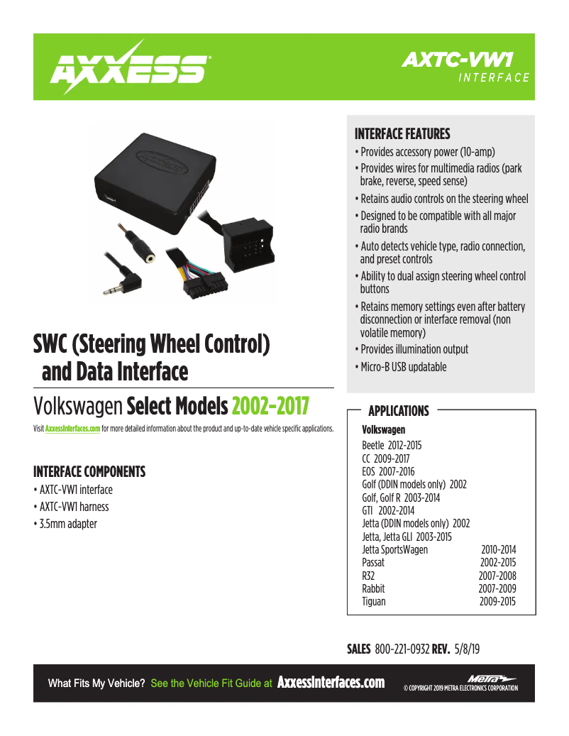 Image de la première page du manuel de l'appareil AXTC-VW1