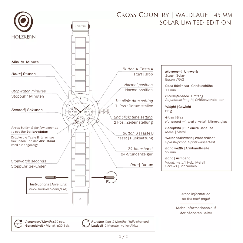 Page 1 de la notice Manuel utilisateur Holzkern Himmelauf