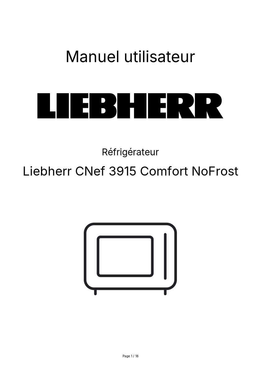 Page n°1 - Manuel utilisateur Liebherr CNef 3915 Comfort NoFrost