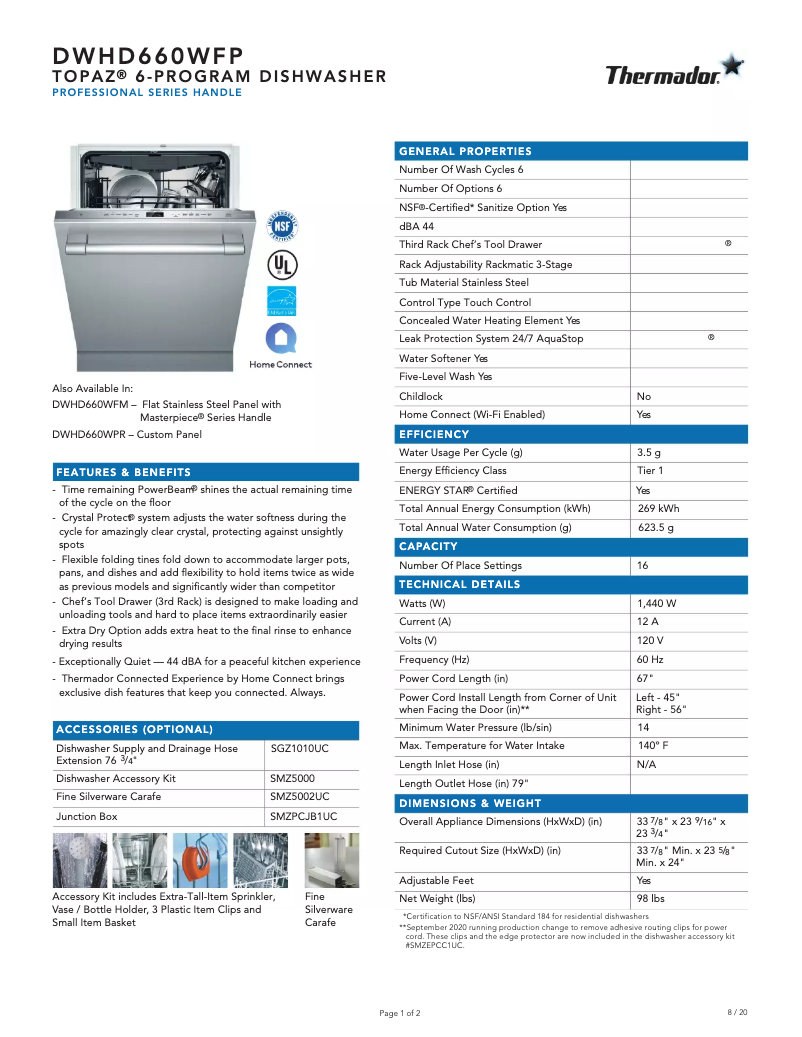 Image de la première page du manuel de l'appareil DWHD660WFP