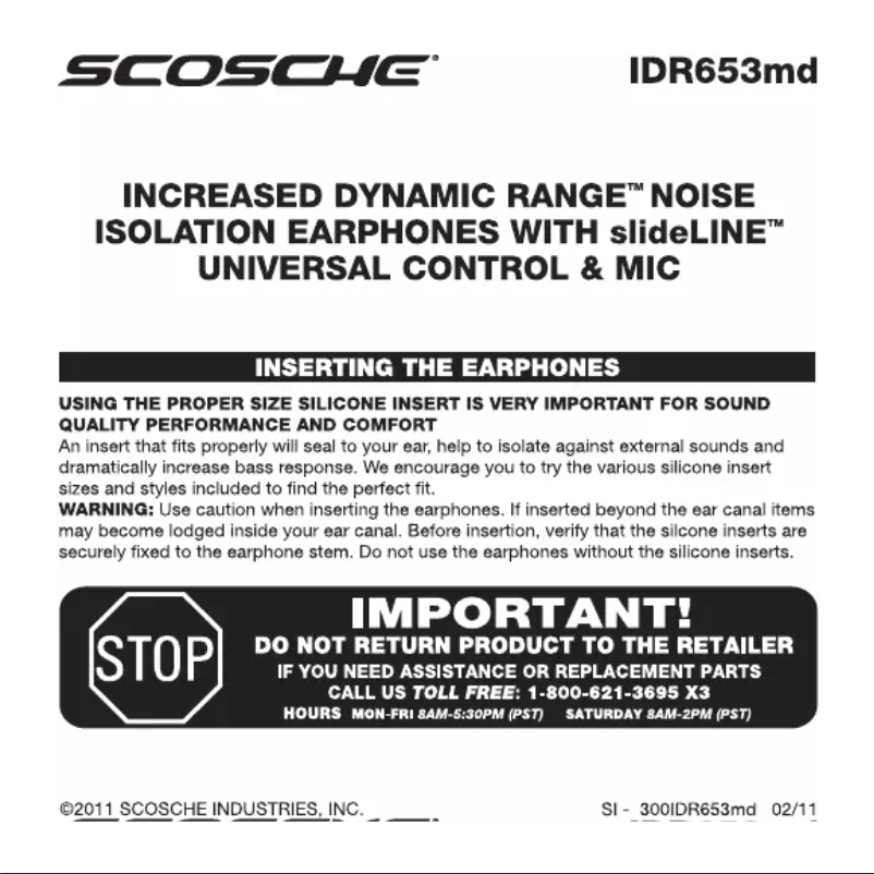 Page 1 de la notice Manuel utilisateur Scosche IDR653MD