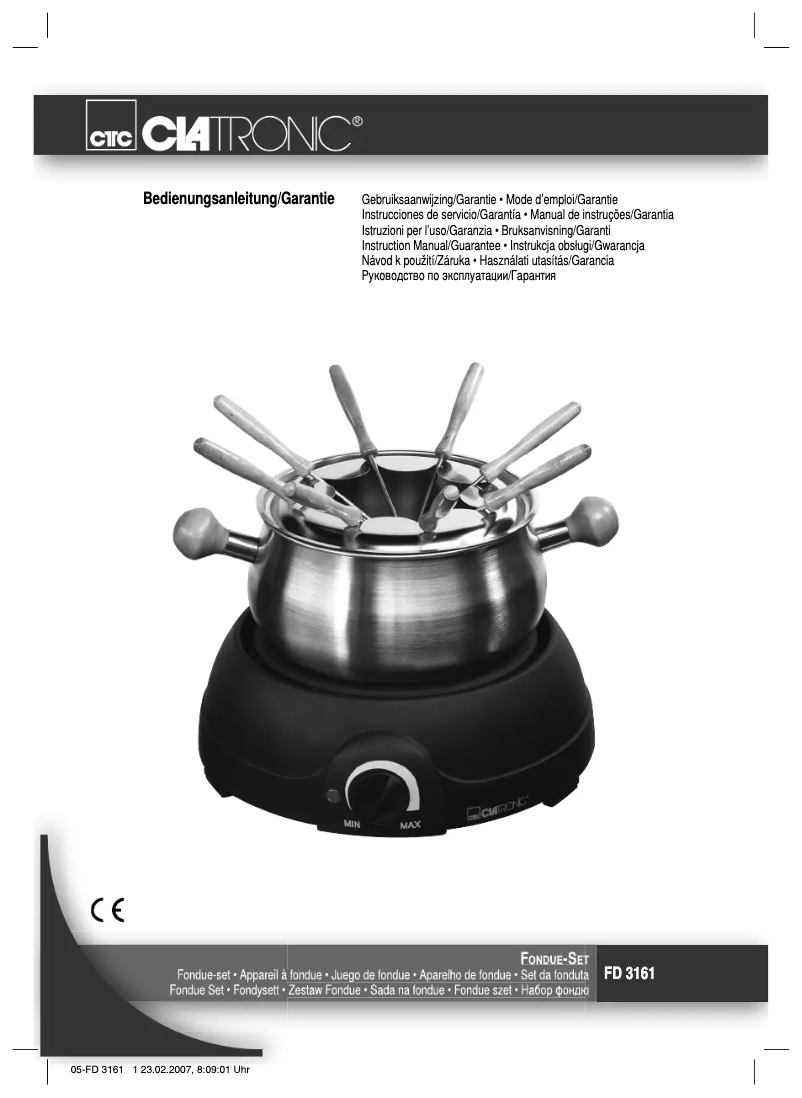 Page 1 de la notice Manuel utilisateur Clatronic FD 3161