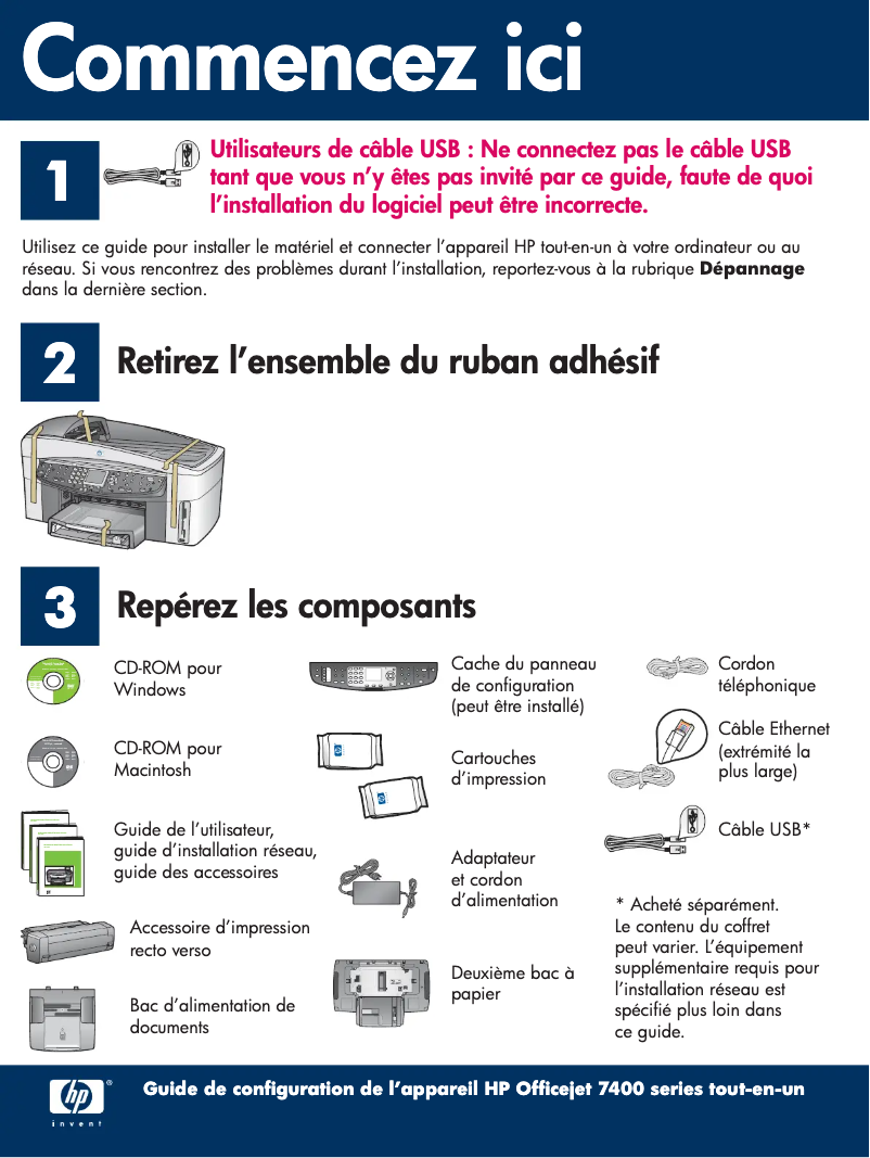Image de la première page du manuel de l'appareil Officejet 7300