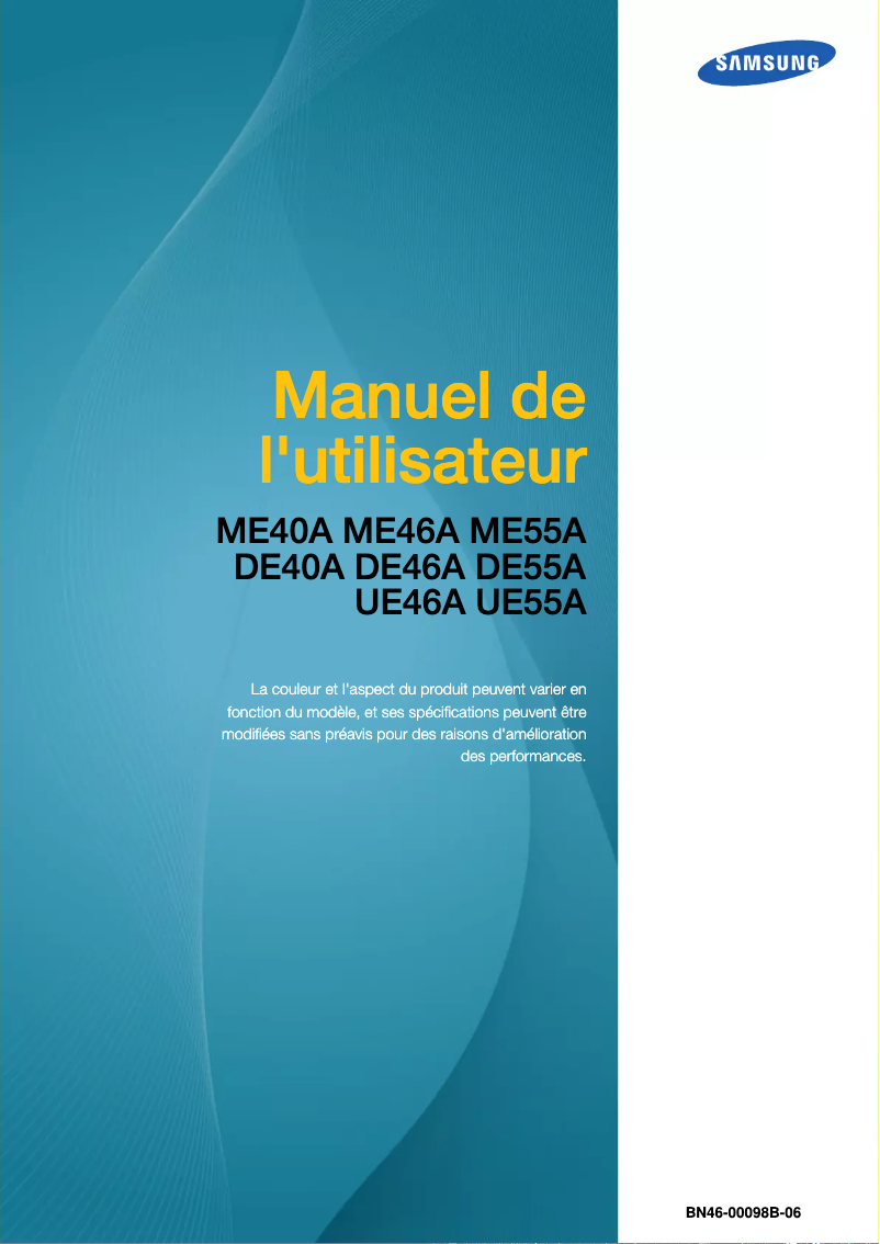 Image de la première page du manuel de l'appareil SyncMaster DE40A