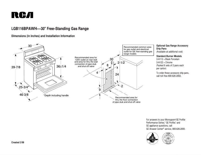 Page n°1 - Fiche technique RCA LGB116BPAWH