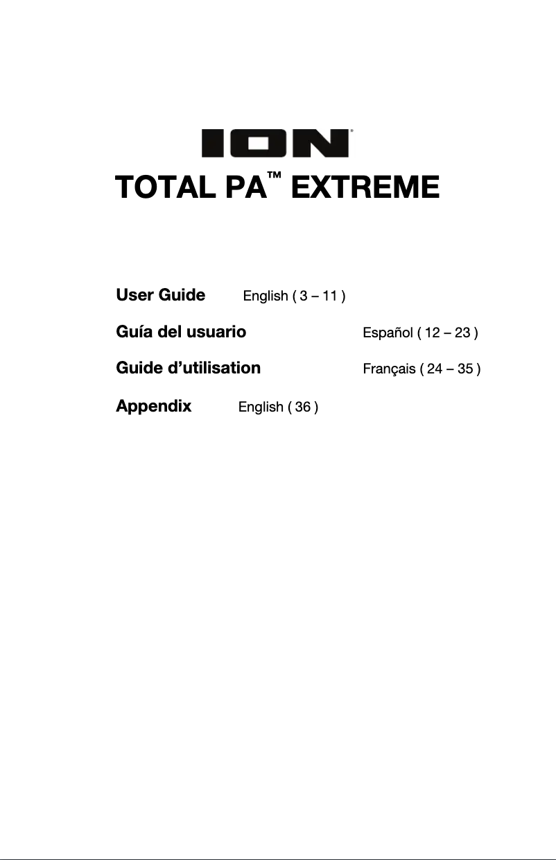 Page n°1 - Manuel utilisateur ION Total PA Extreme