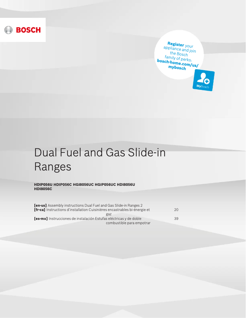 Page 1 de la notice Instructions / montage Bosch HDI8056U