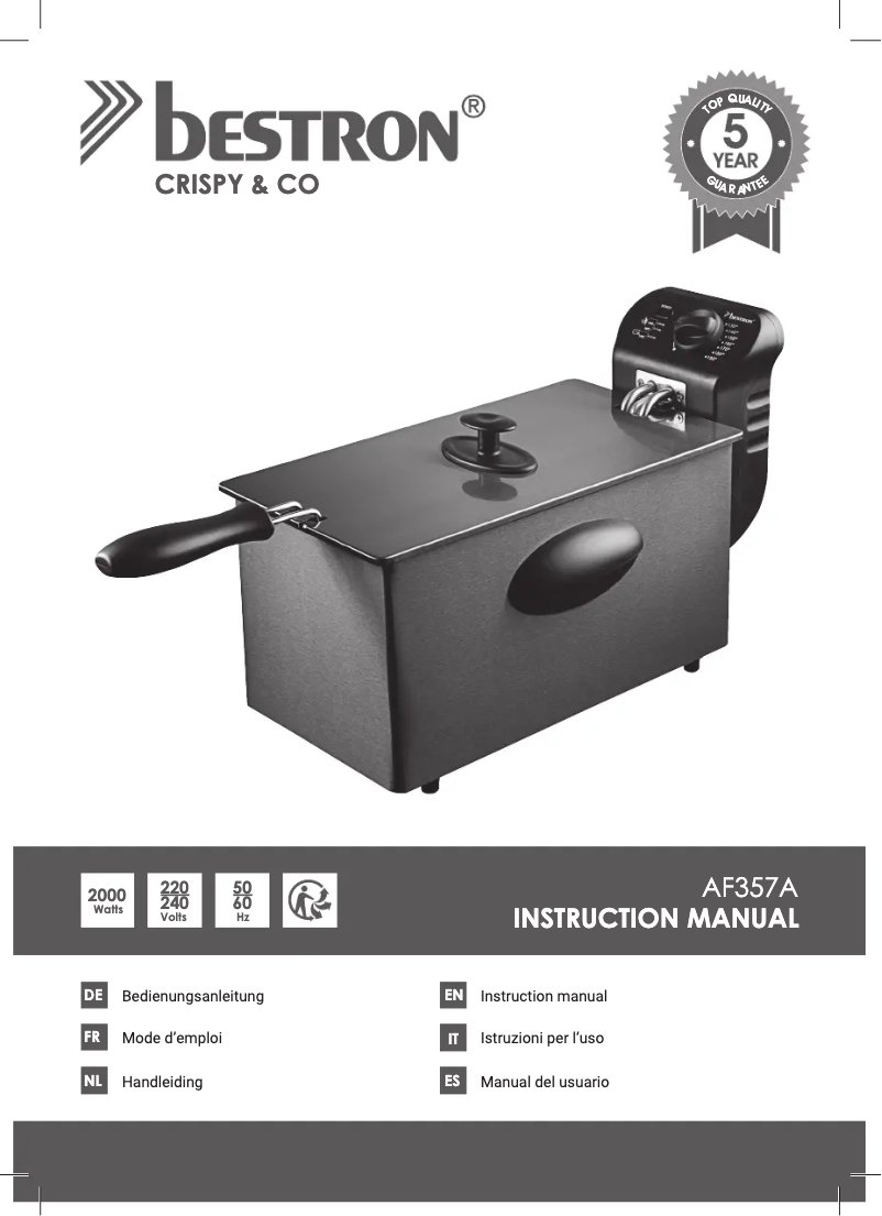 Page n°1 - Manuel utilisateur Bestron Crispy & Co AF357A